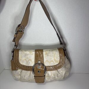 Vintage Coach Y2K Signature Soho Shoulder Handbag F15679 Khaki / Cream Purse Bag
